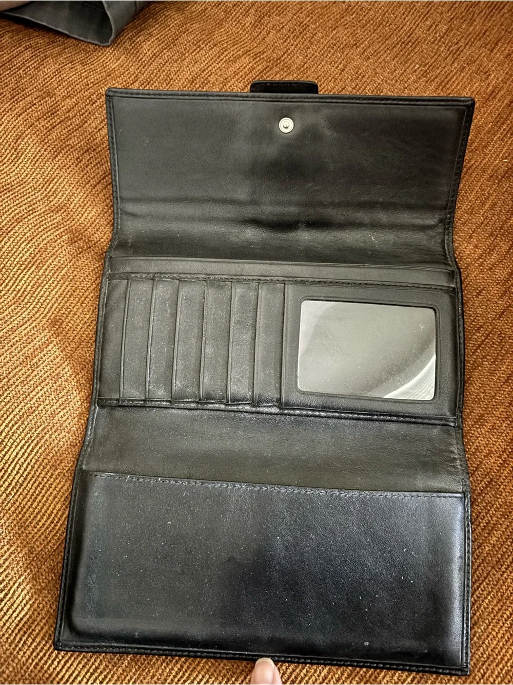 Coach Black Signature Buckle Wallet with Silver Hardware
